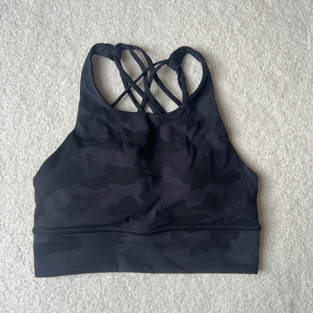 lululemon Free to Be High Neck Longline Bra in heritage 365 camo